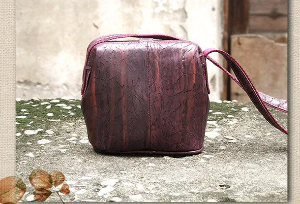 Handmade vintage small purse leather black bag brown shoulder bag crossbody for women