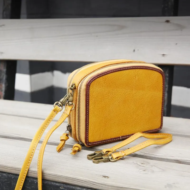 Handmade Women's Blue Leather Shoulder Clutch Purse Handbag Crossbody Bag Clutch Purse