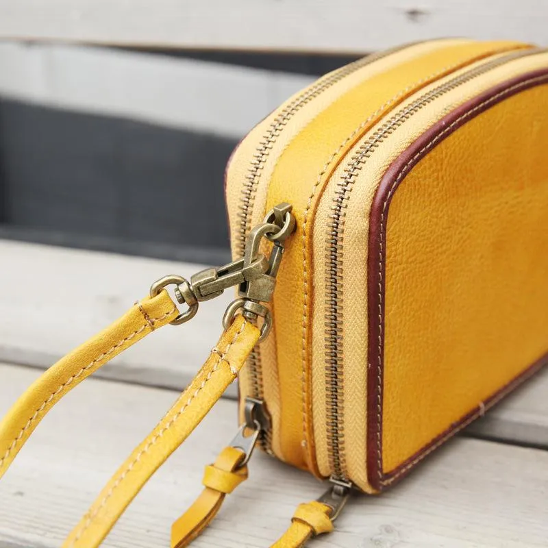 Handmade Women's Blue Leather Shoulder Clutch Purse Handbag Crossbody Bag Clutch Purse