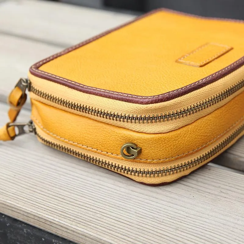 Handmade Women's Blue Leather Shoulder Clutch Purse Handbag Crossbody Bag Clutch Purse