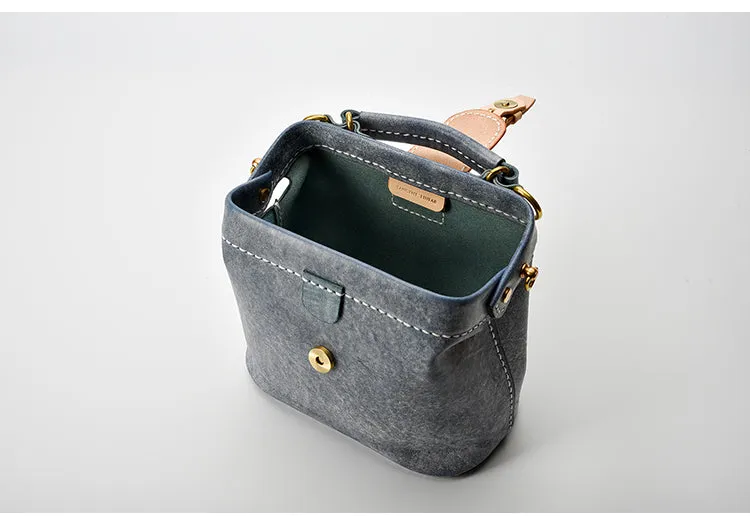 Handmade Womens Green Leather Small doctor Purse Green shoulder doctor bags for women