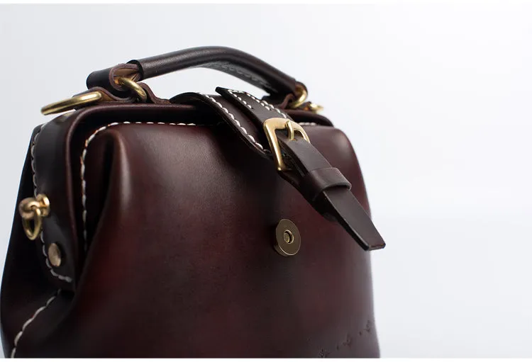 Handmade Womens Red Leather Small doctor Purse Red shoulder doctor bags for women