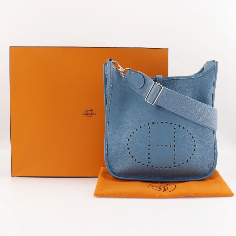 HERMES Shoulder Bag Taurillon Clemence light blue Evelyn 3PM Women Used