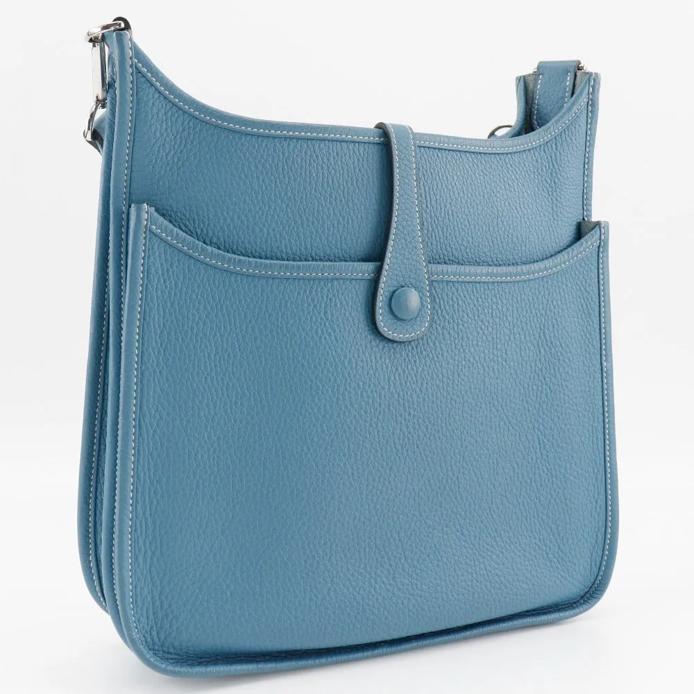 HERMES Shoulder Bag Taurillon Clemence light blue Evelyn 3PM Women Used
