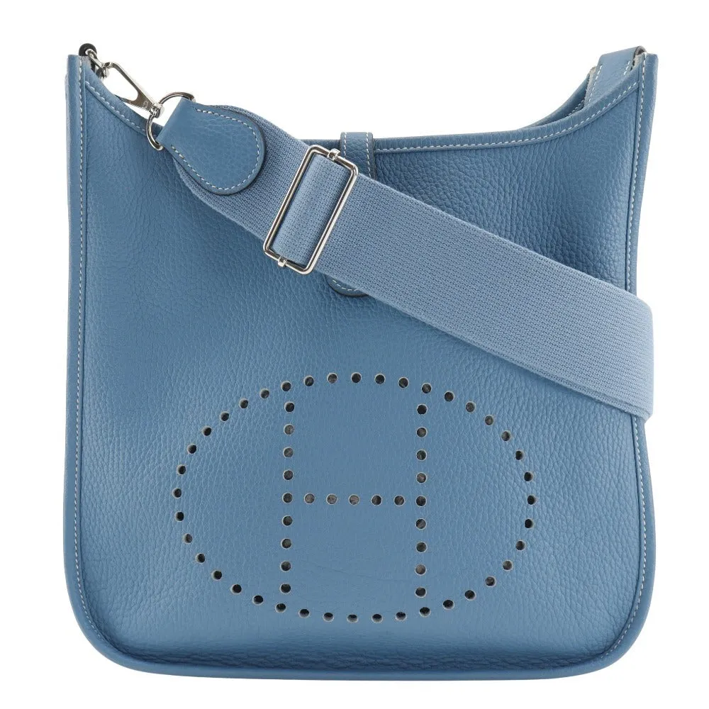 HERMES Shoulder Bag Taurillon Clemence light blue Evelyn 3PM Women Used