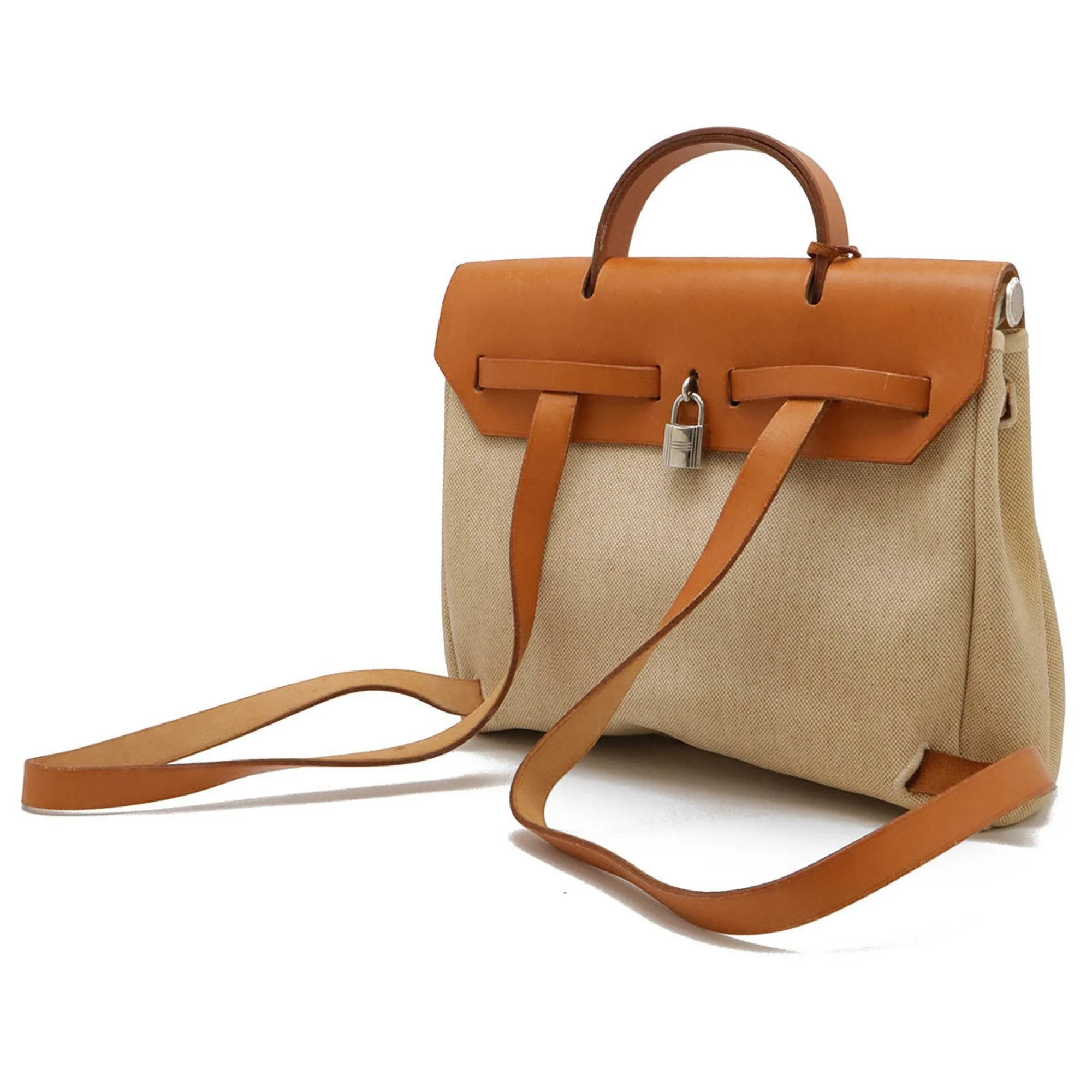 Hermes    Toile H Leather Backpack Handbag (Pre-Owned)
