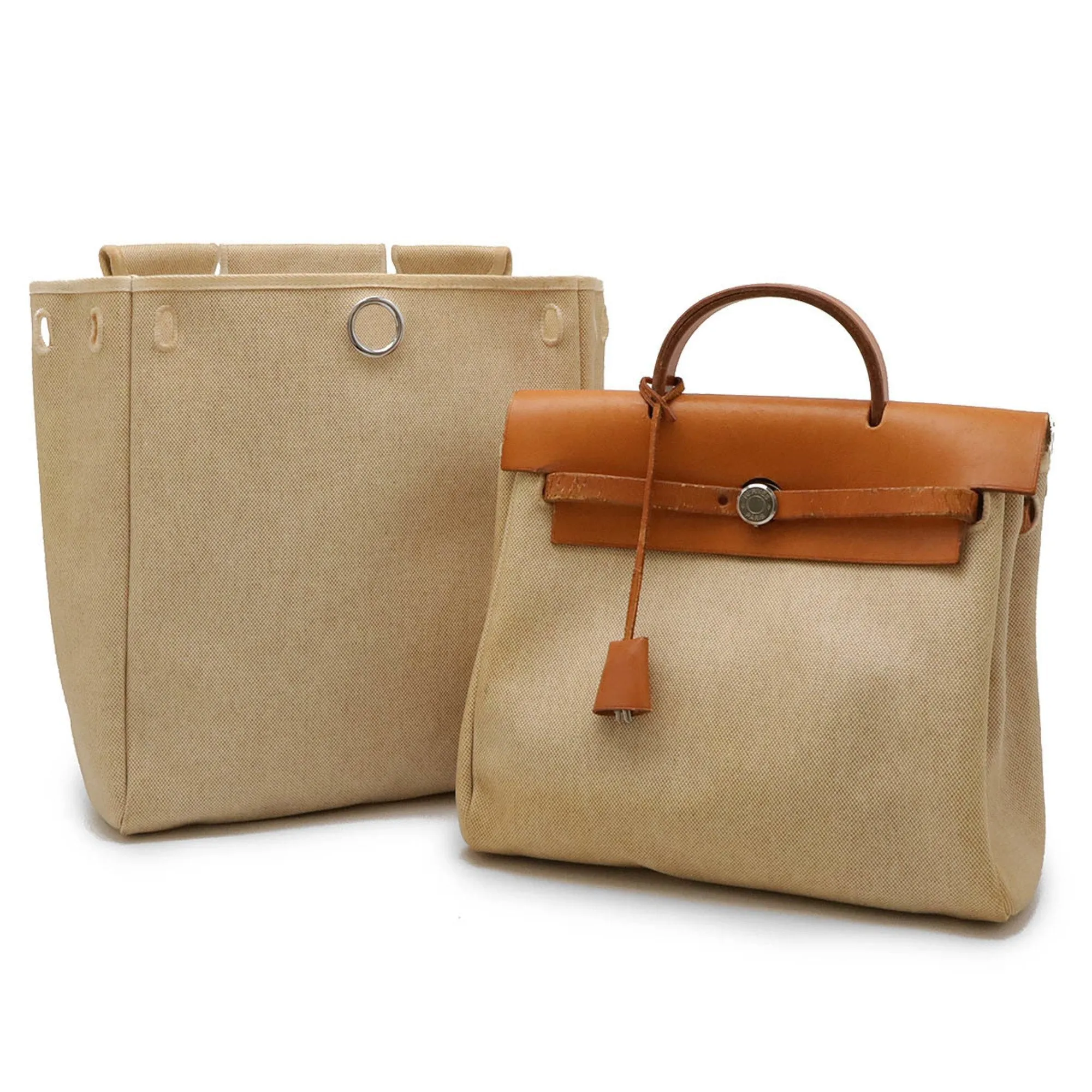 Hermes    Toile H Leather Backpack Handbag (Pre-Owned)