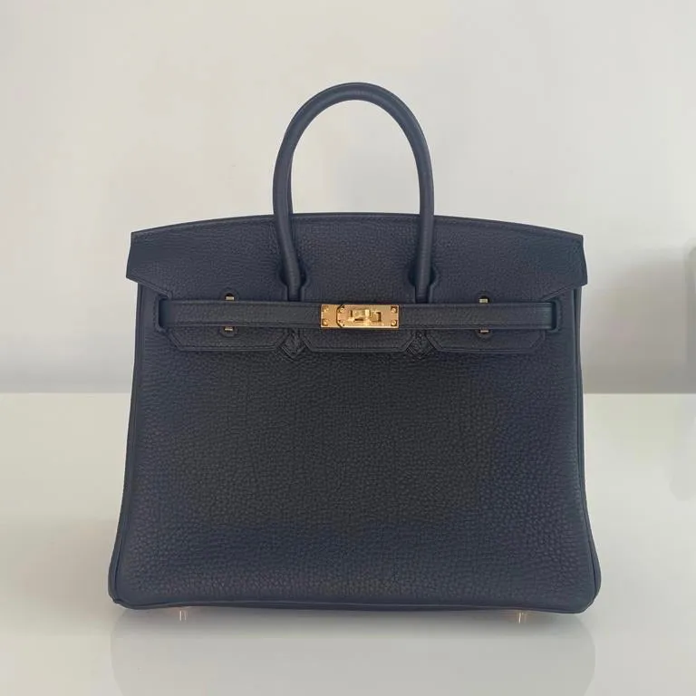 Herm??s Birkin 25 Black Togo Gold Hardware