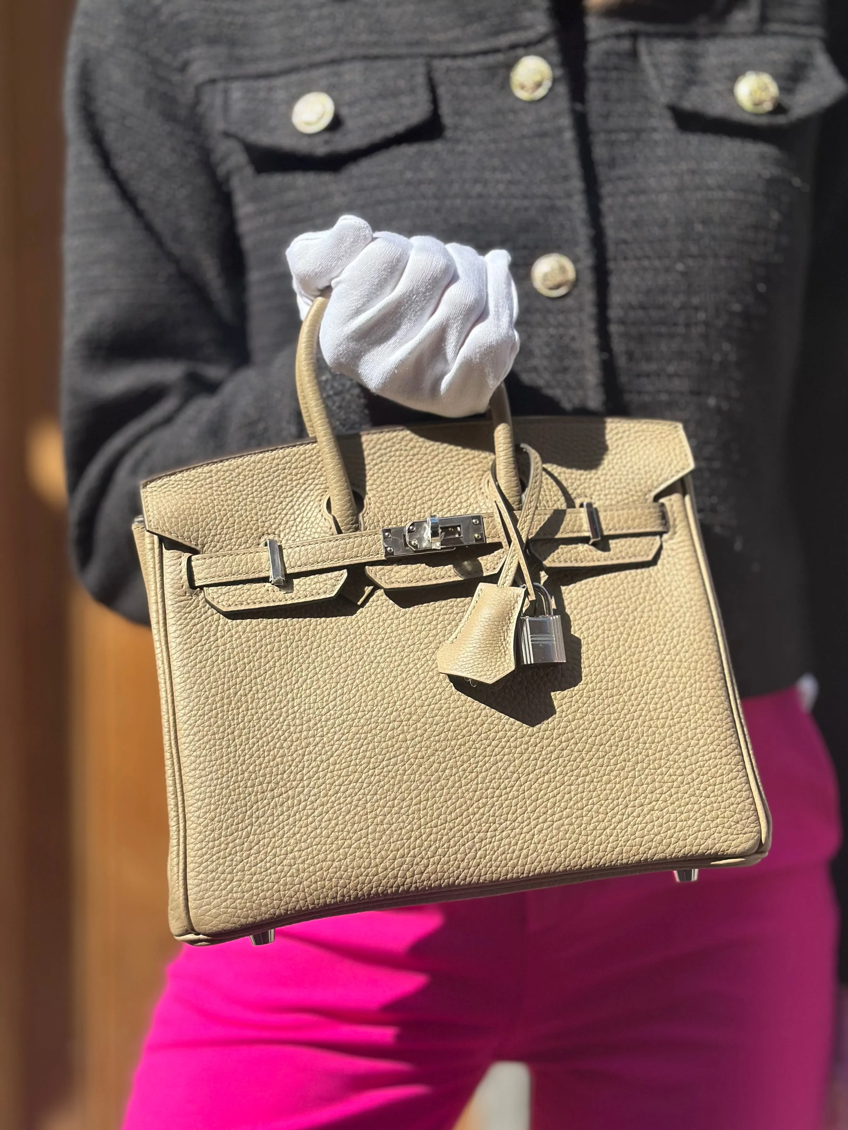 Herm??s Grey Togo Leather Birkin 25 (Palladium Hardware)