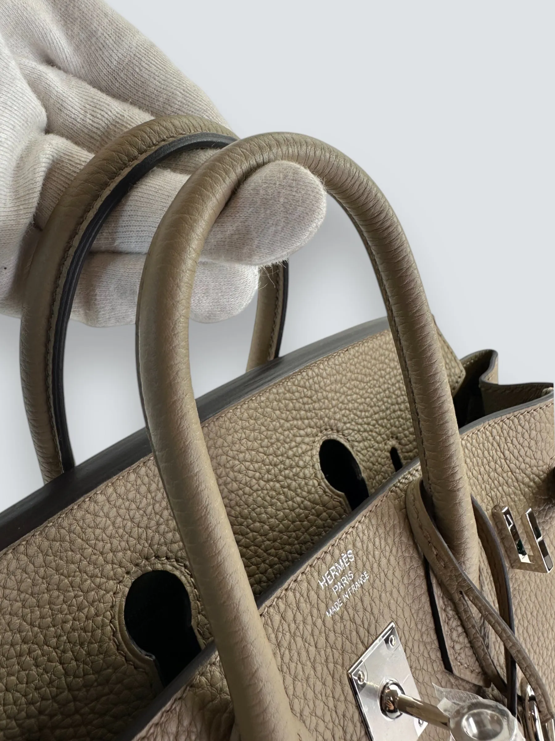 Herm??s Grey Togo Leather Birkin 25 (Palladium Hardware)
