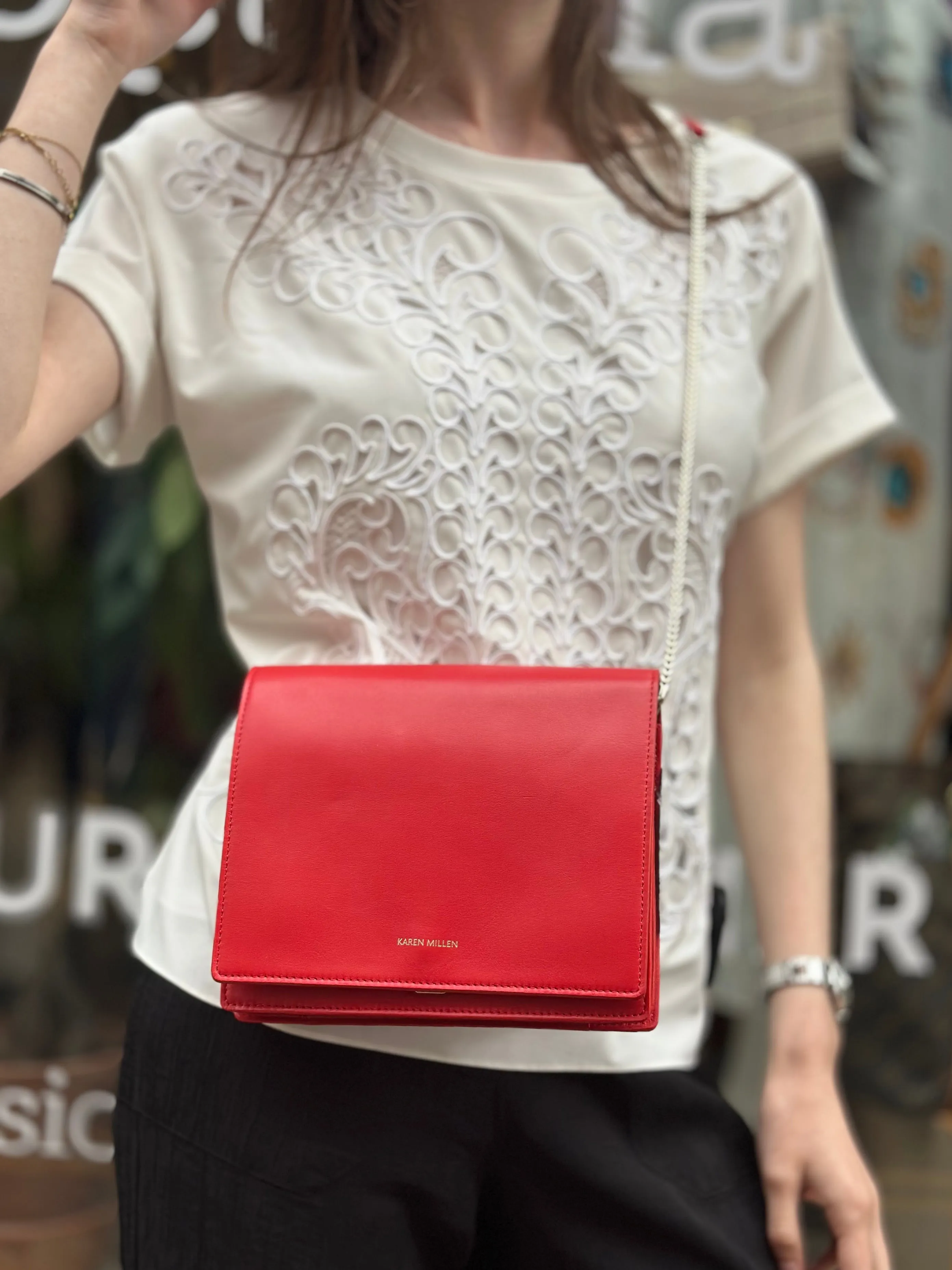 Karen Millen Red Leather Handbag