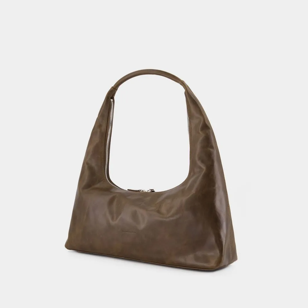 Large Shoulder Bag - Leather - Brown