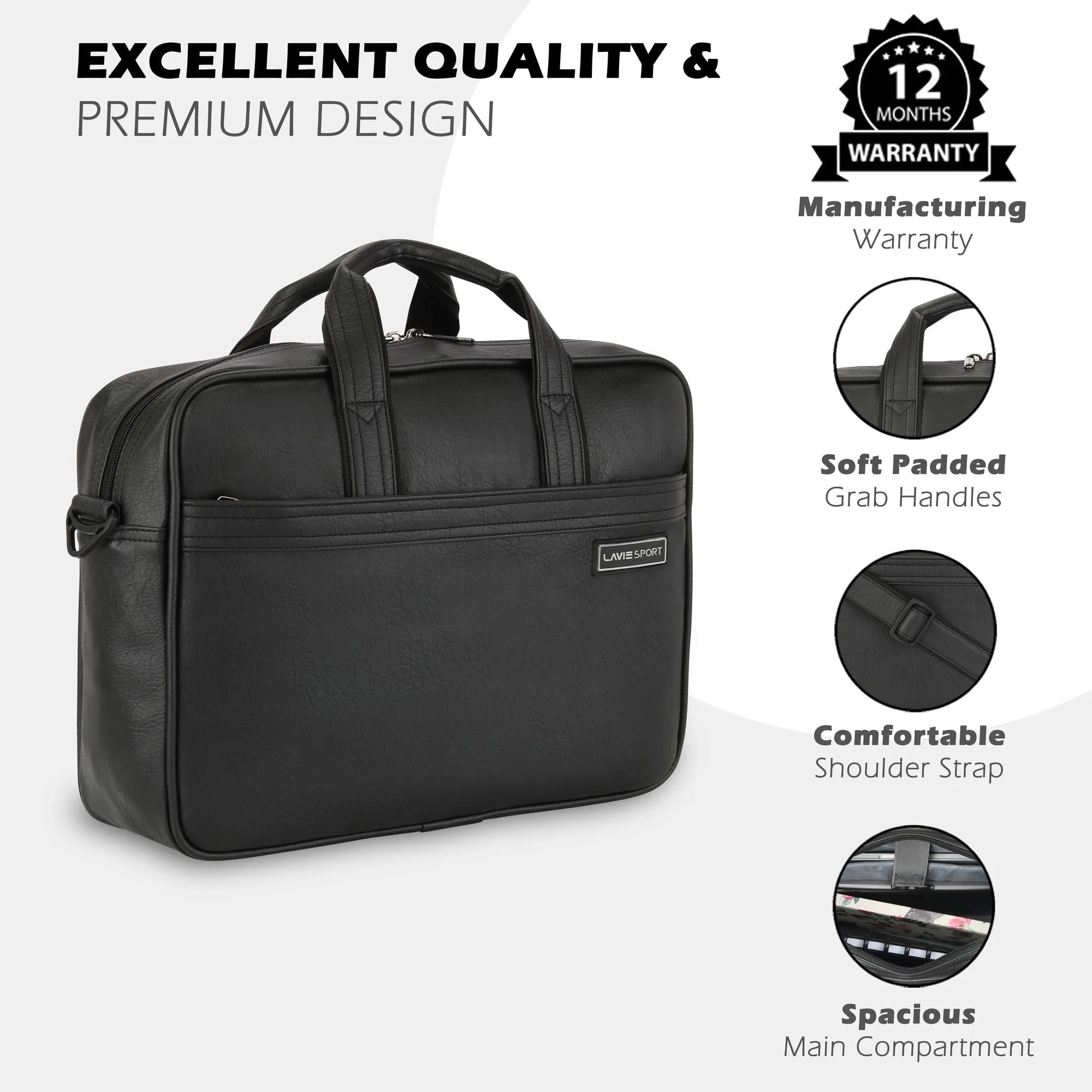 Lavie Sport 1 Compartment Director Unisex Laptop briefcase Bag Tan