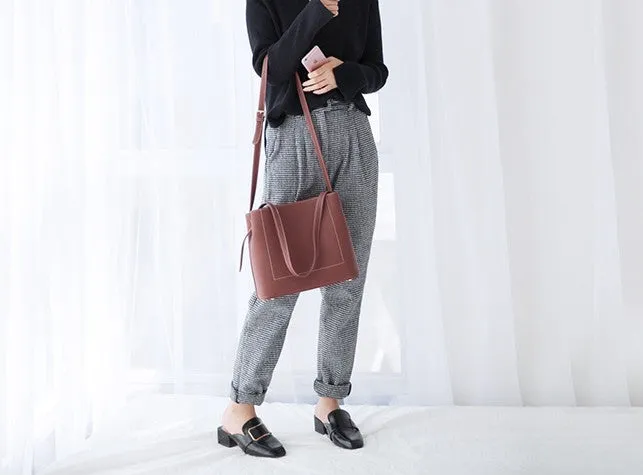 Leather Stylish Womens Tote Bag Shoulder Bag Shoulder Bucket Work Purse for Women