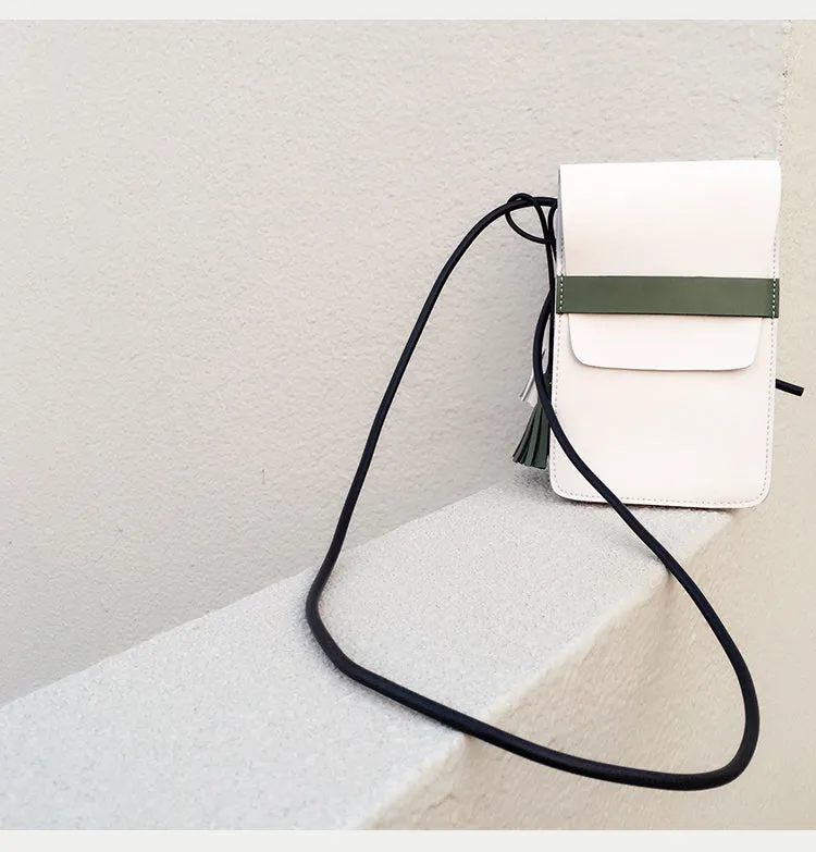 LEATHER WOMEN Small Phone SHOULDER BAG FOR WOMEN With Tassels