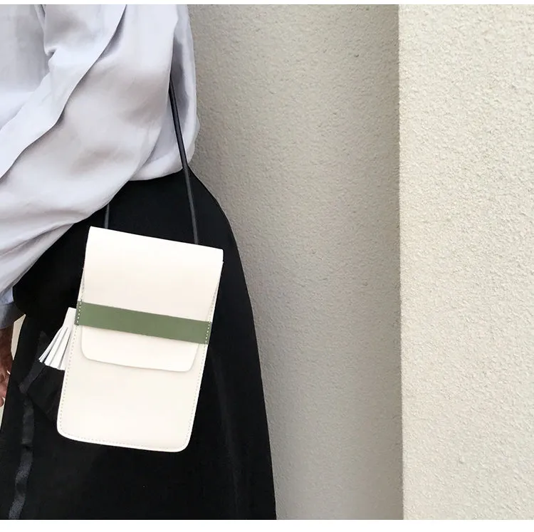 LEATHER WOMEN Small Phone SHOULDER BAG FOR WOMEN With Tassels