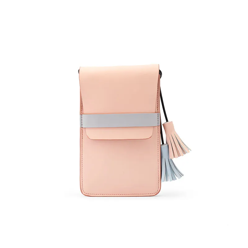 LEATHER WOMEN Small Phone SHOULDER BAG FOR WOMEN With Tassels