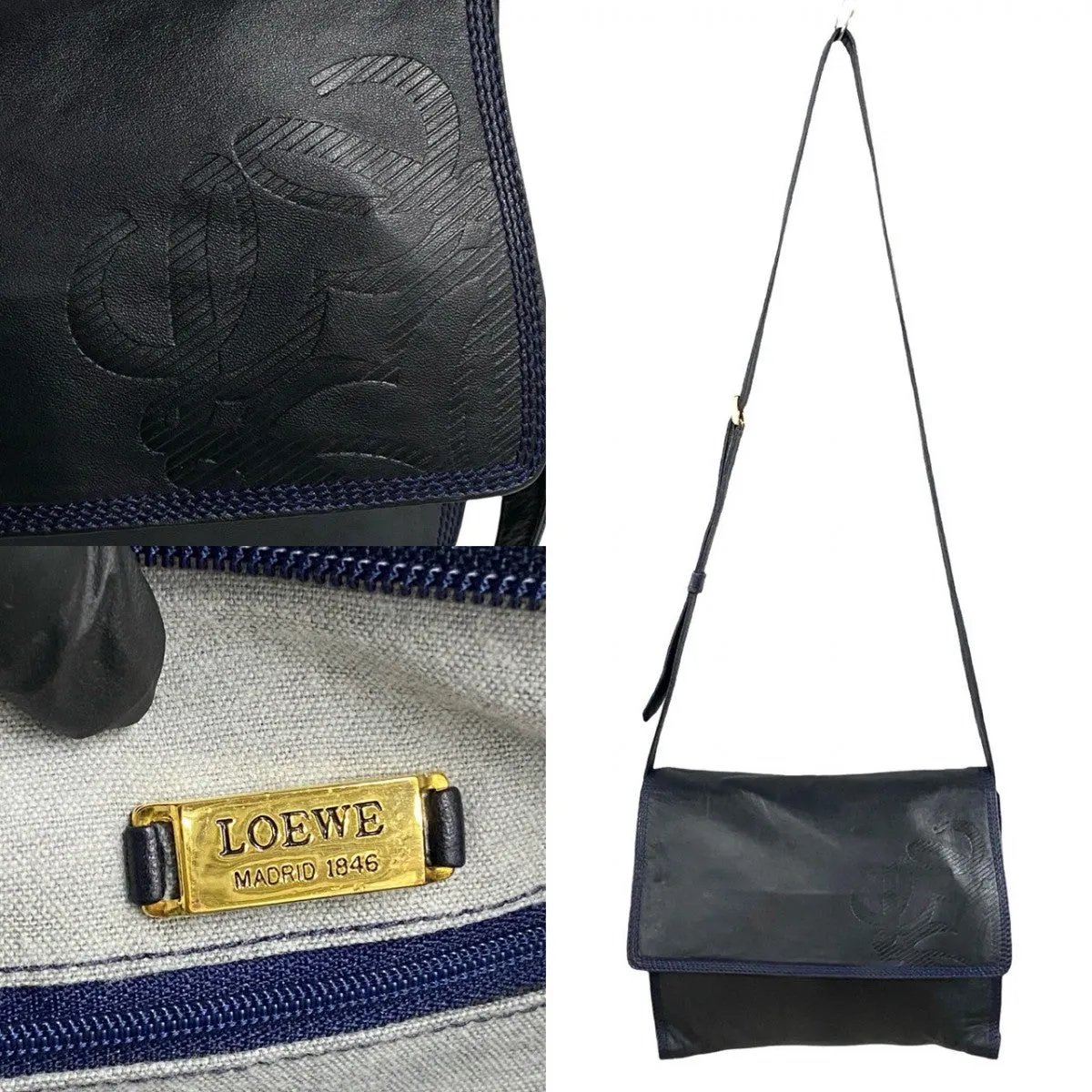 LOEWE Shoulder Bag leather Navy