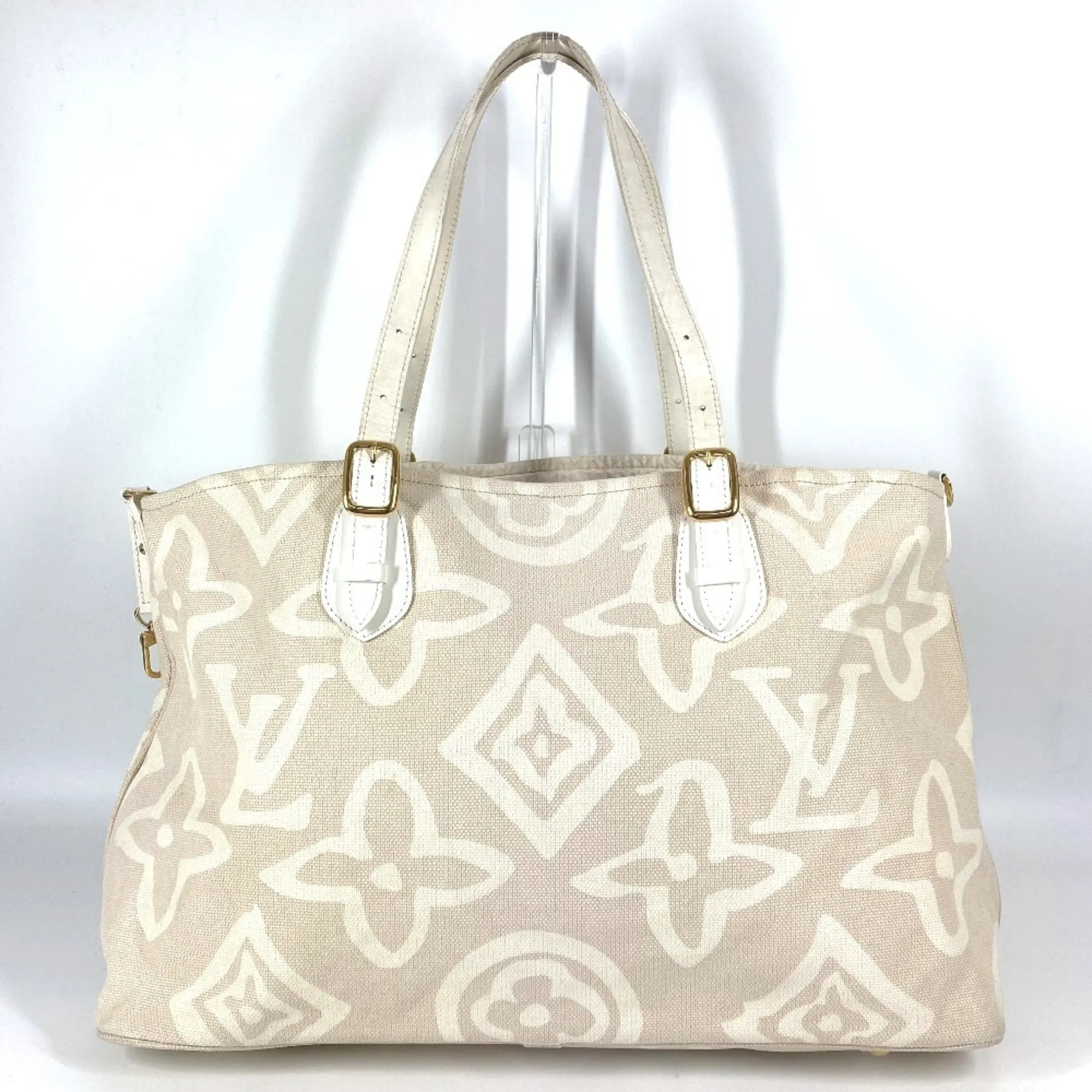 Louis Vuitton Leather Canvas Shoulder Bag Tote Bag (Pre-Owned)