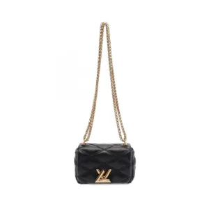 Louis Vuitton Noir Leather Shoulder Bag (Pre-Owned)