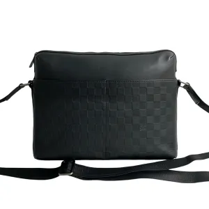 LOUIS VUITTON Shoulder Bag leather black Damier Anfini Calypso MM