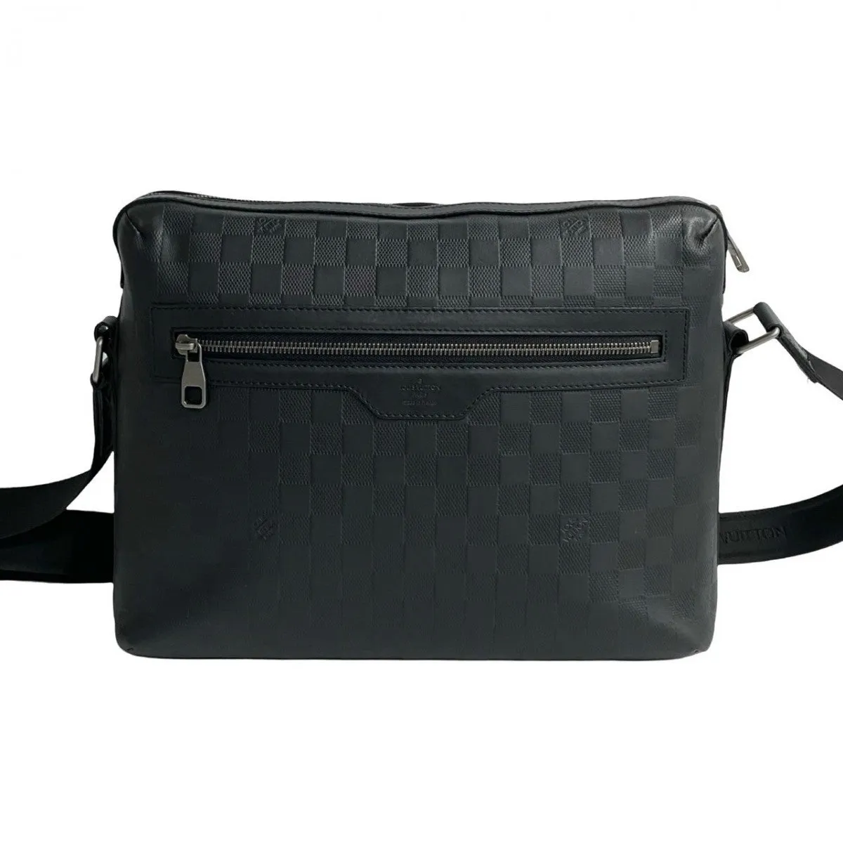 LOUIS VUITTON Shoulder Bag leather black Damier Anfini Calypso MM