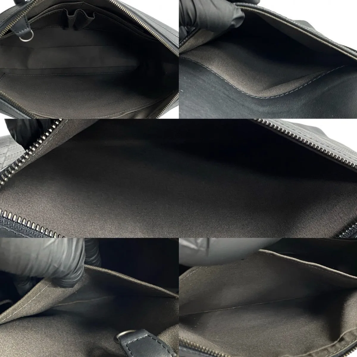LOUIS VUITTON Shoulder Bag leather black Damier Anfini Calypso MM