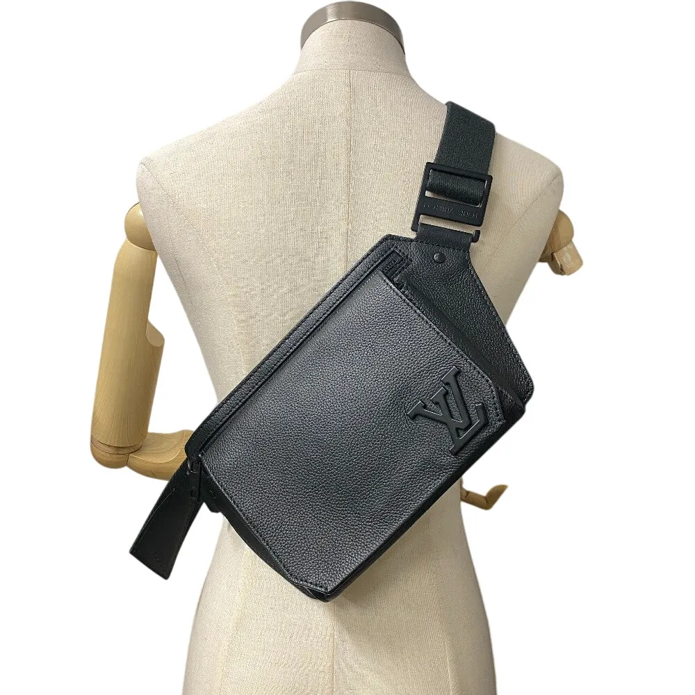 LOUIS VUITTON Shoulder Bag M57081 Grain Calfskin Leather black LV Aerogram takeoff sling mens Used