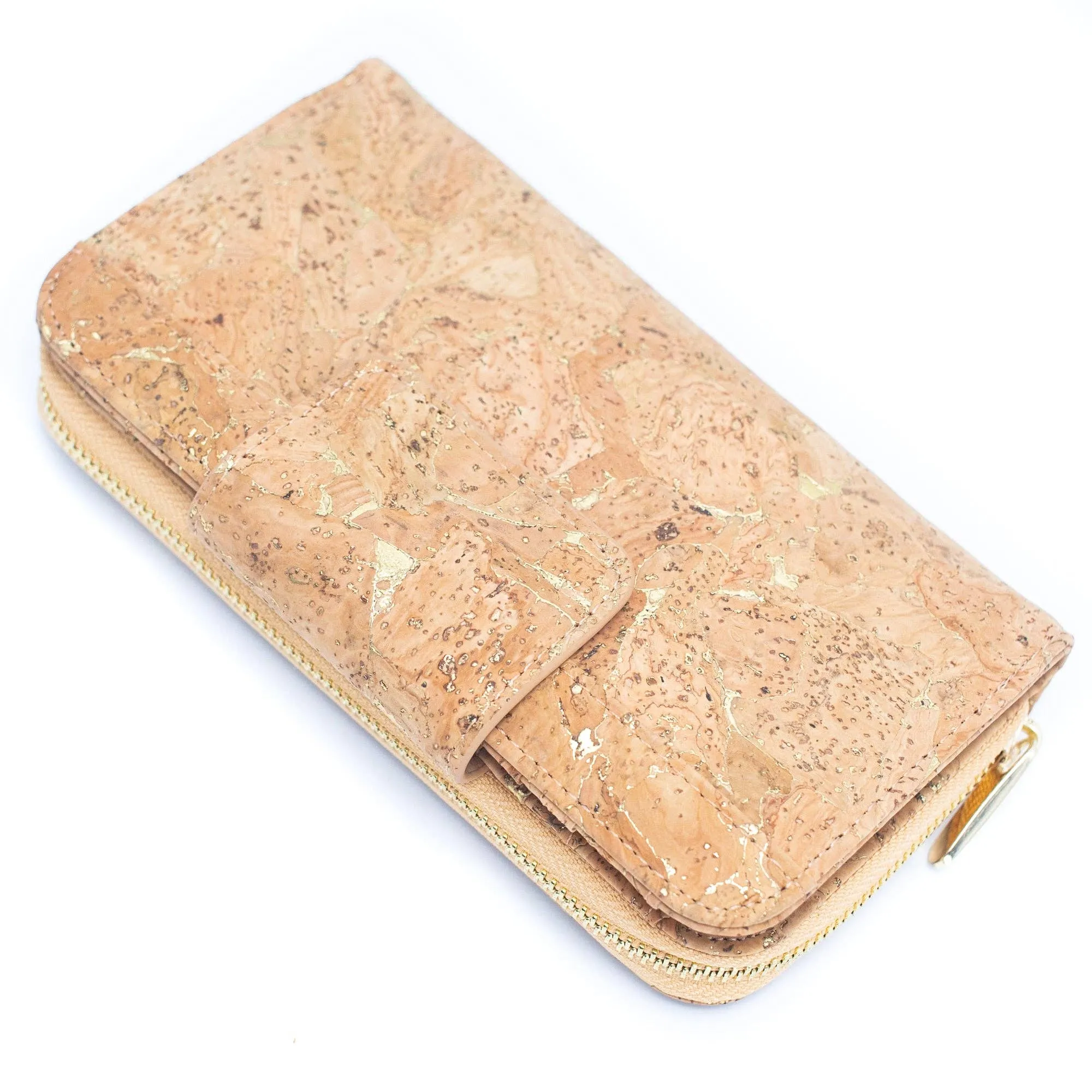 Lux Golden cork bifold natural vegan women's wallet BAG-2201