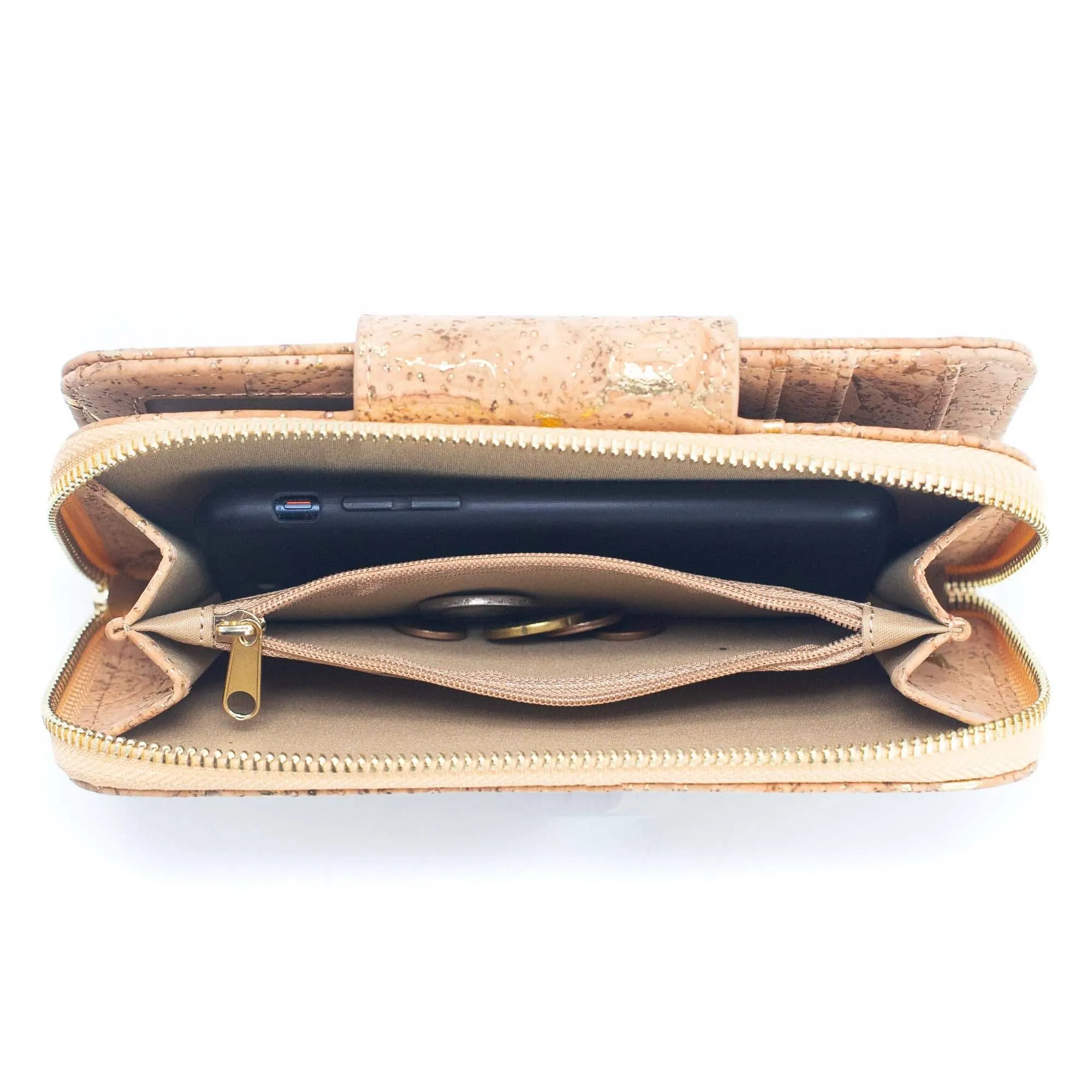 Lux Golden cork bifold natural vegan women's wallet BAG-2201