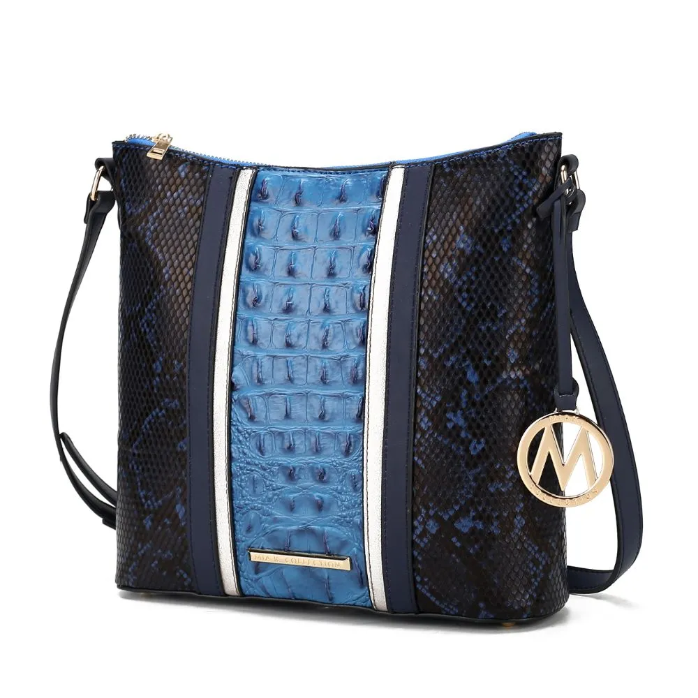 Meline Faux Crocodile and Snake Embossed Vegan Leather Womens Shoulder Handbag