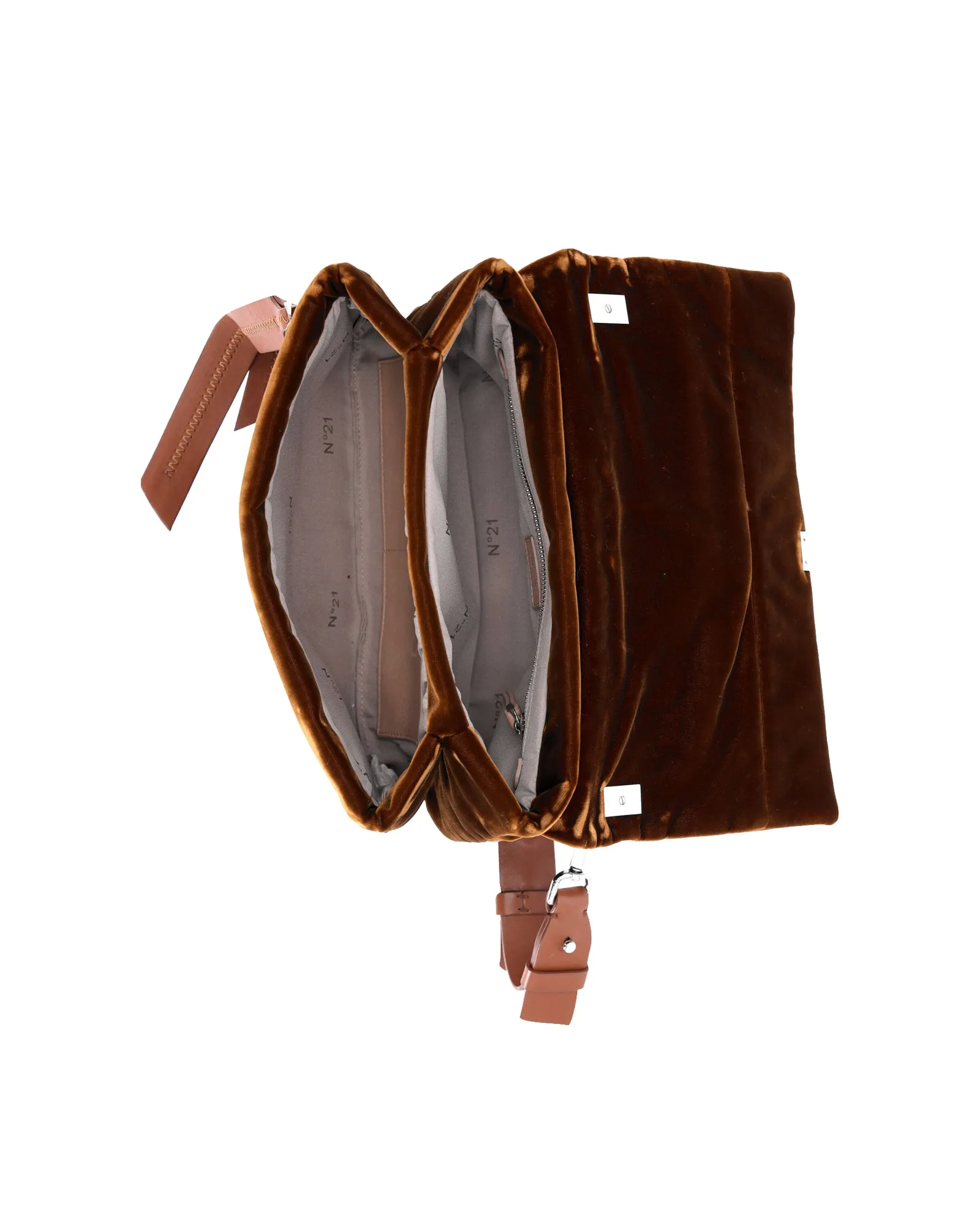N21 Front Flap Shoulder Bag in Brown Velvet