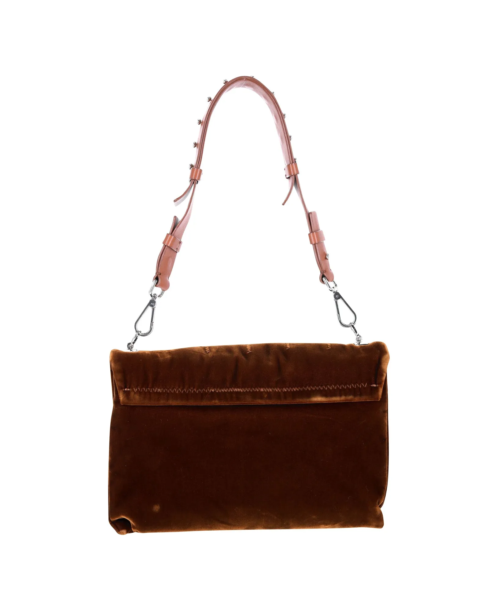 N21 Front Flap Shoulder Bag in Brown Velvet