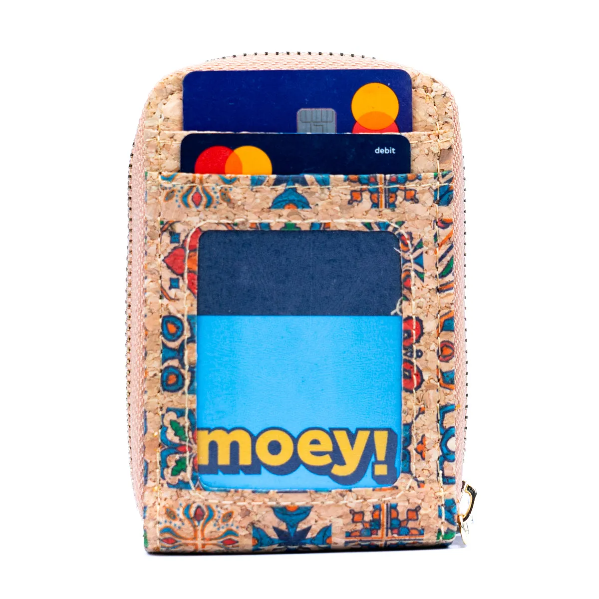 Natural Cork Floral Print Women's Credit card purse (12units) BAGD-185-MIX-12