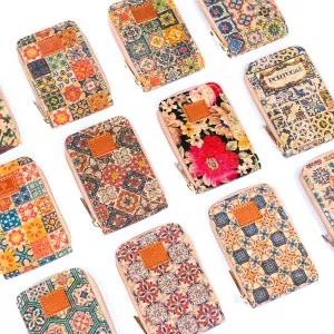 Natural Cork Floral Print Women's Credit card purse (12units) BAGD-185-MIX-12