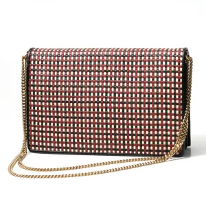 NINA RICCI Shoulder Bag Knitted leather Brown black white