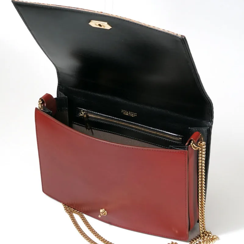 NINA RICCI Shoulder Bag Knitted leather Brown black white