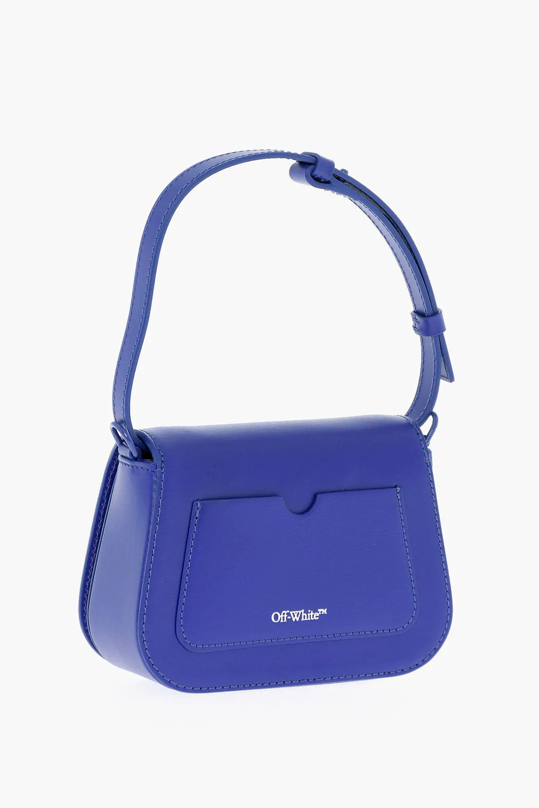 Off-White Solid Color Leather Skeleton Binder Shoulder Bag