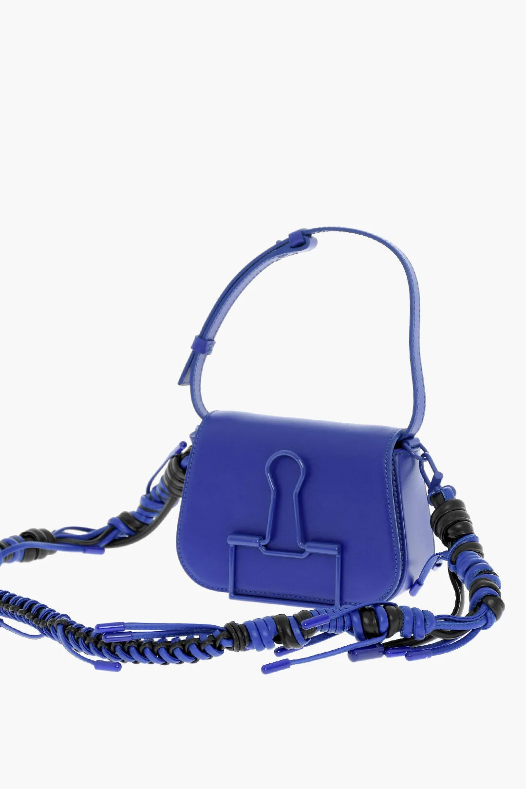 Off-White Solid Color Leather Skeleton Binder Shoulder Bag