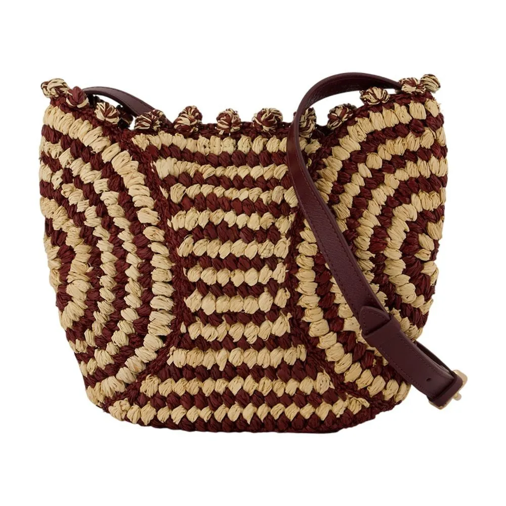 Panier Pm Crossbody - Raphia - Burgundy