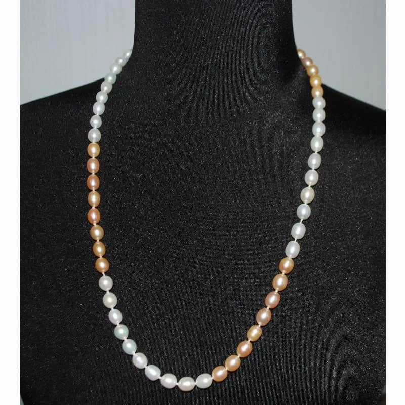 Peach and Cream Freshwater Pearls Necklace.