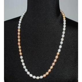 Peach and Cream Freshwater Pearls Necklace.