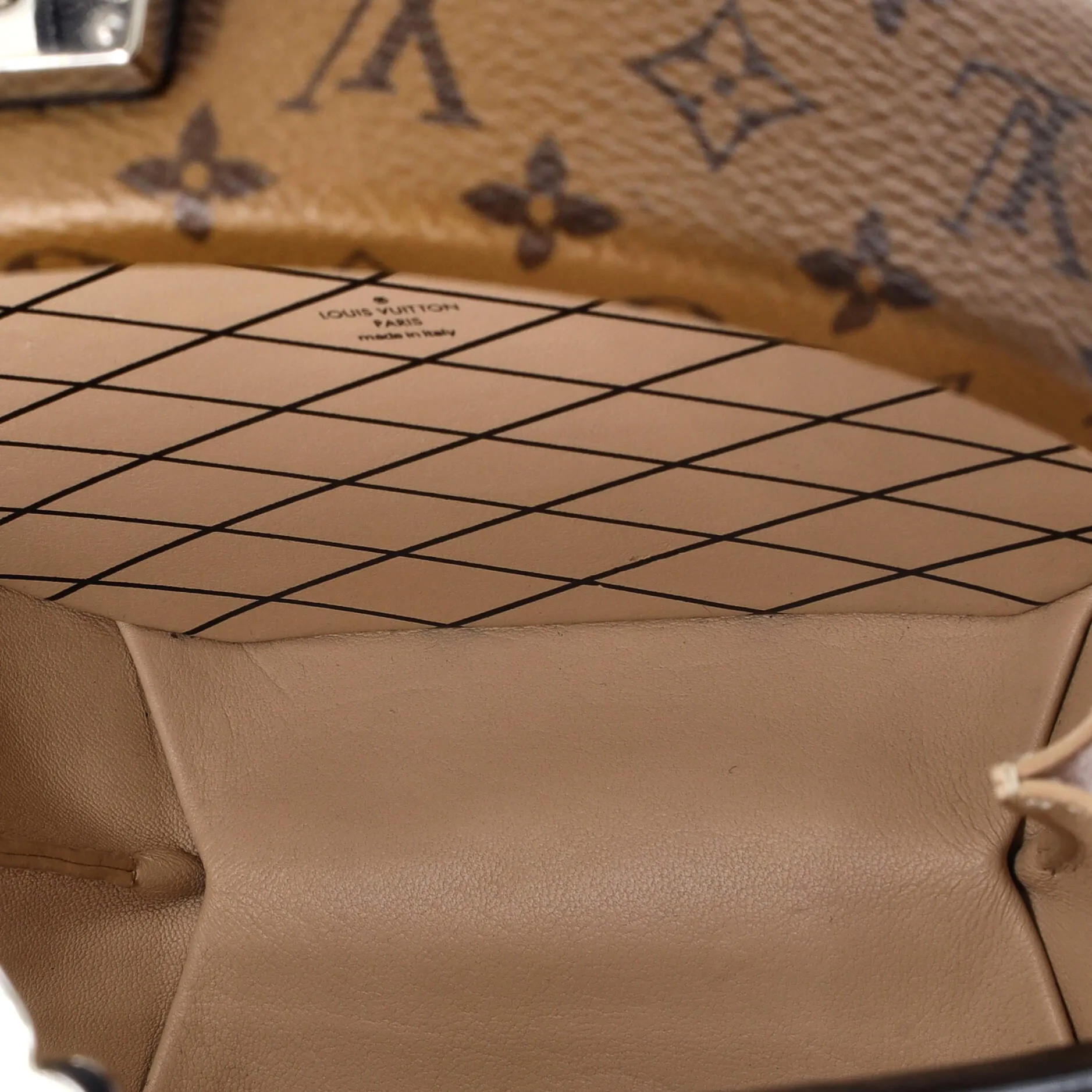 Petite Boite Chapeau Bag Reverse Monogram Canvas and Leopard Printed Leather