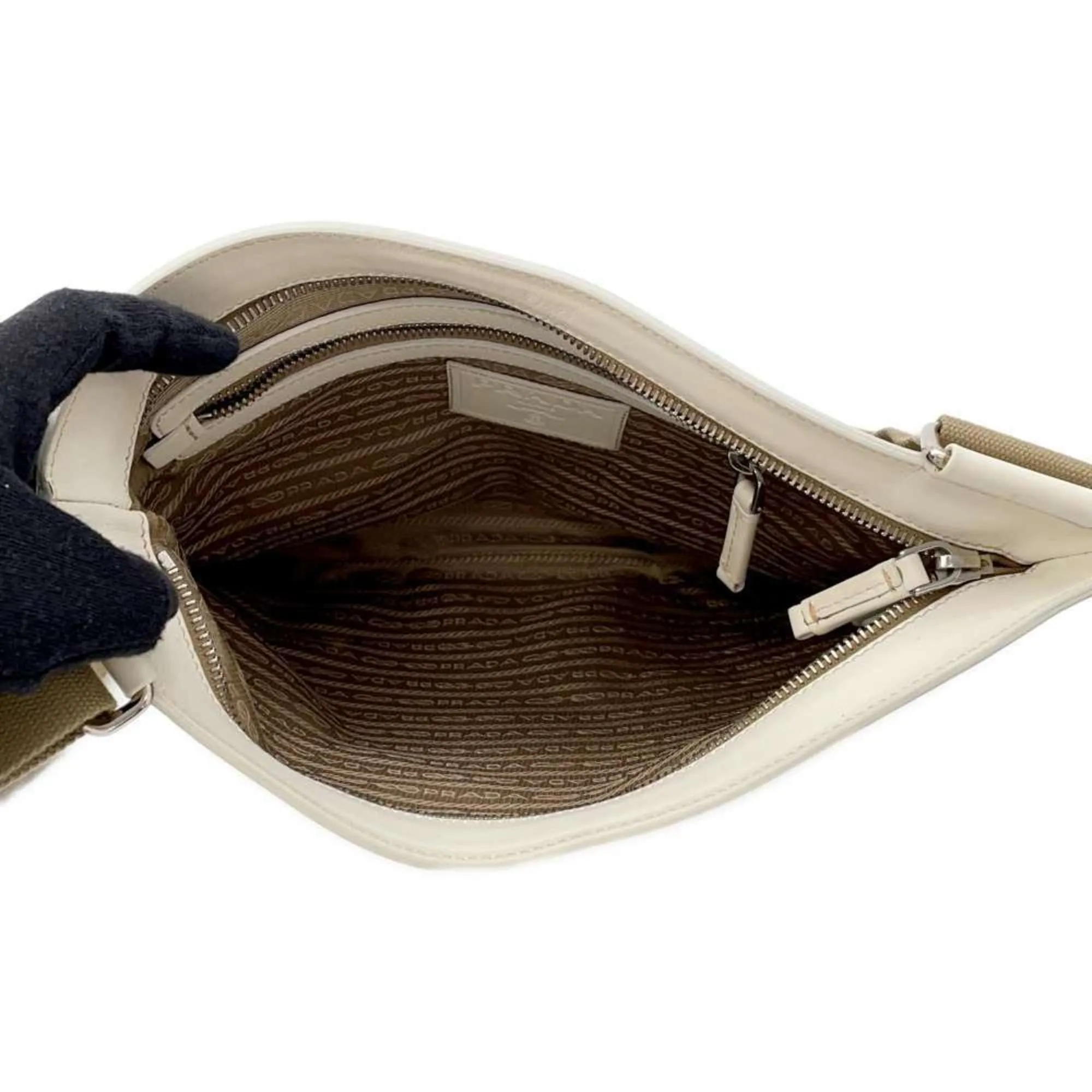 Prada  Canvas Leather Shoulder Bag (Pre-Owned)