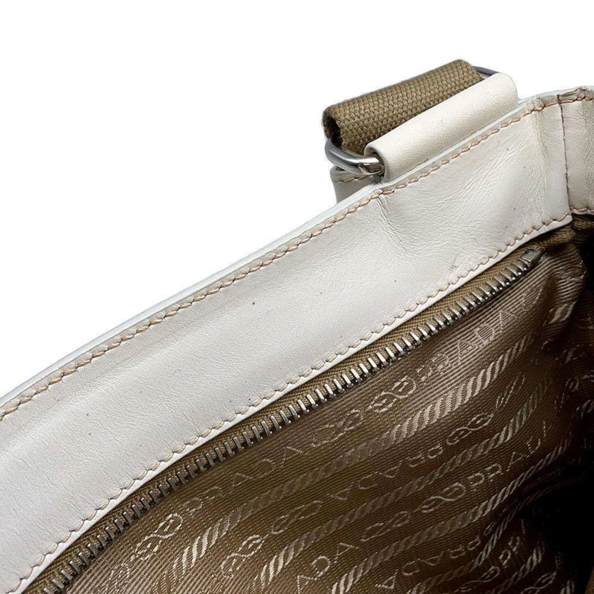 Prada  Canvas Leather Shoulder Bag (Pre-Owned)