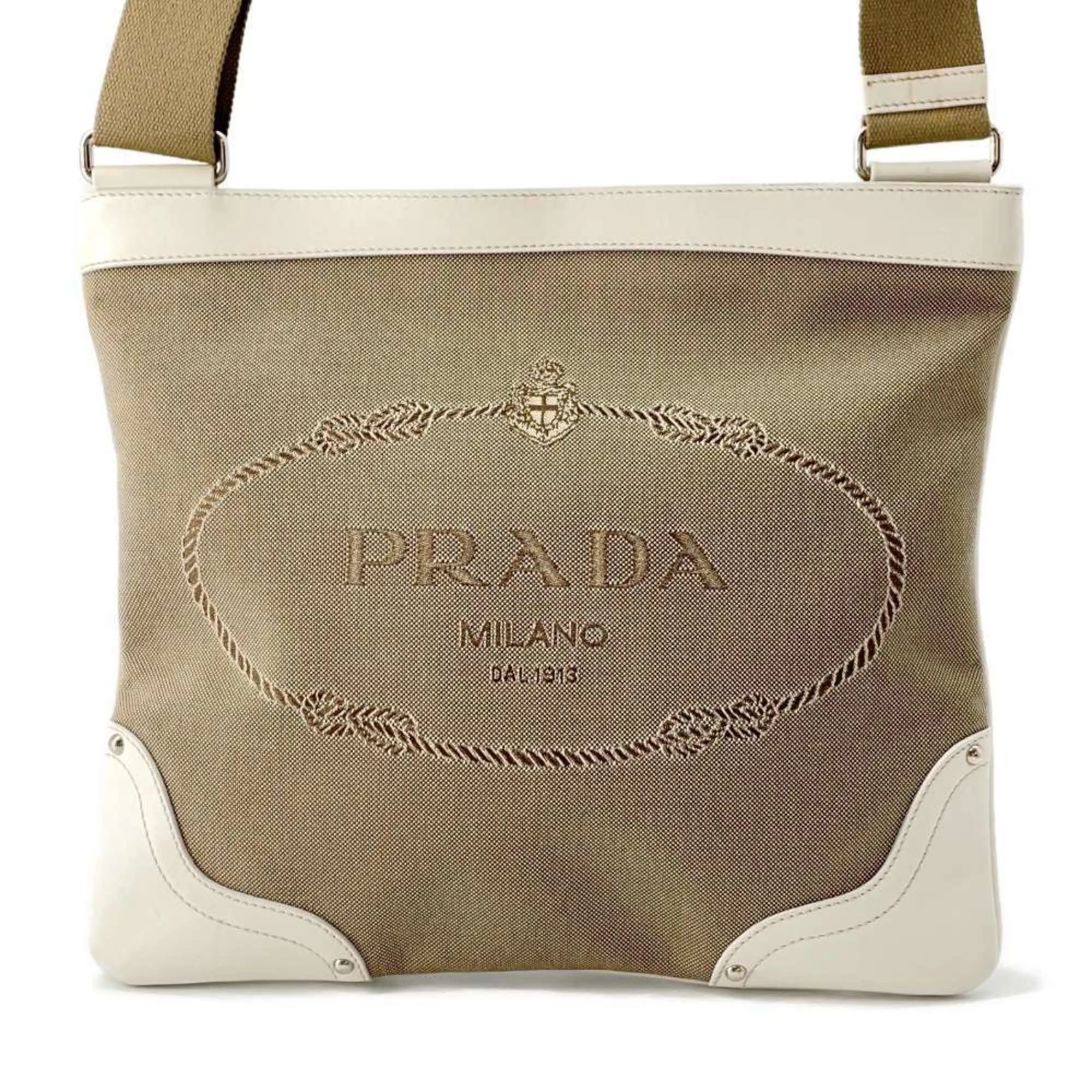 Prada  Canvas Leather Shoulder Bag (Pre-Owned)