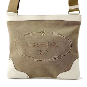 Prada  Canvas Leather Shoulder Bag (Pre-Owned)