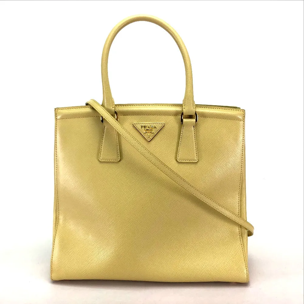 PRADA Handbag B2411M Safiano leather yellow Shoulder Bag Women Used