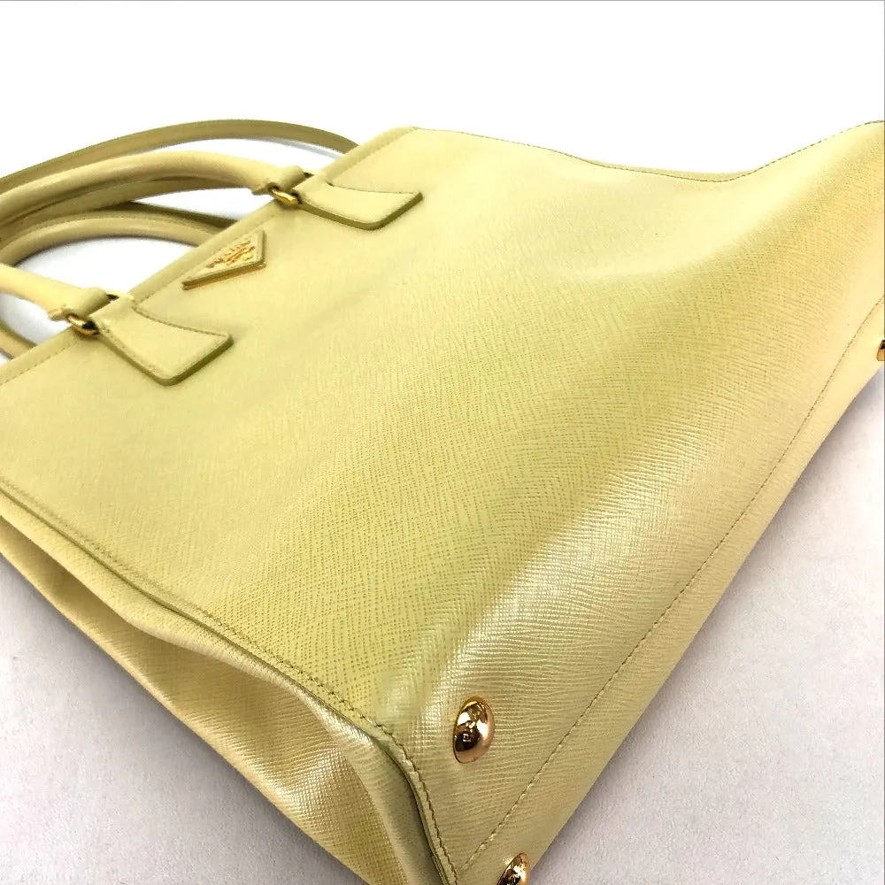 PRADA Handbag B2411M Safiano leather yellow Shoulder Bag Women Used