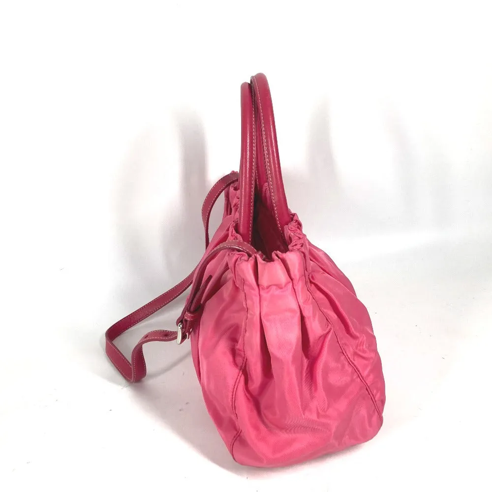 PRADA Handbag Nylon pink Shoulder Bag Bag logo ribbon